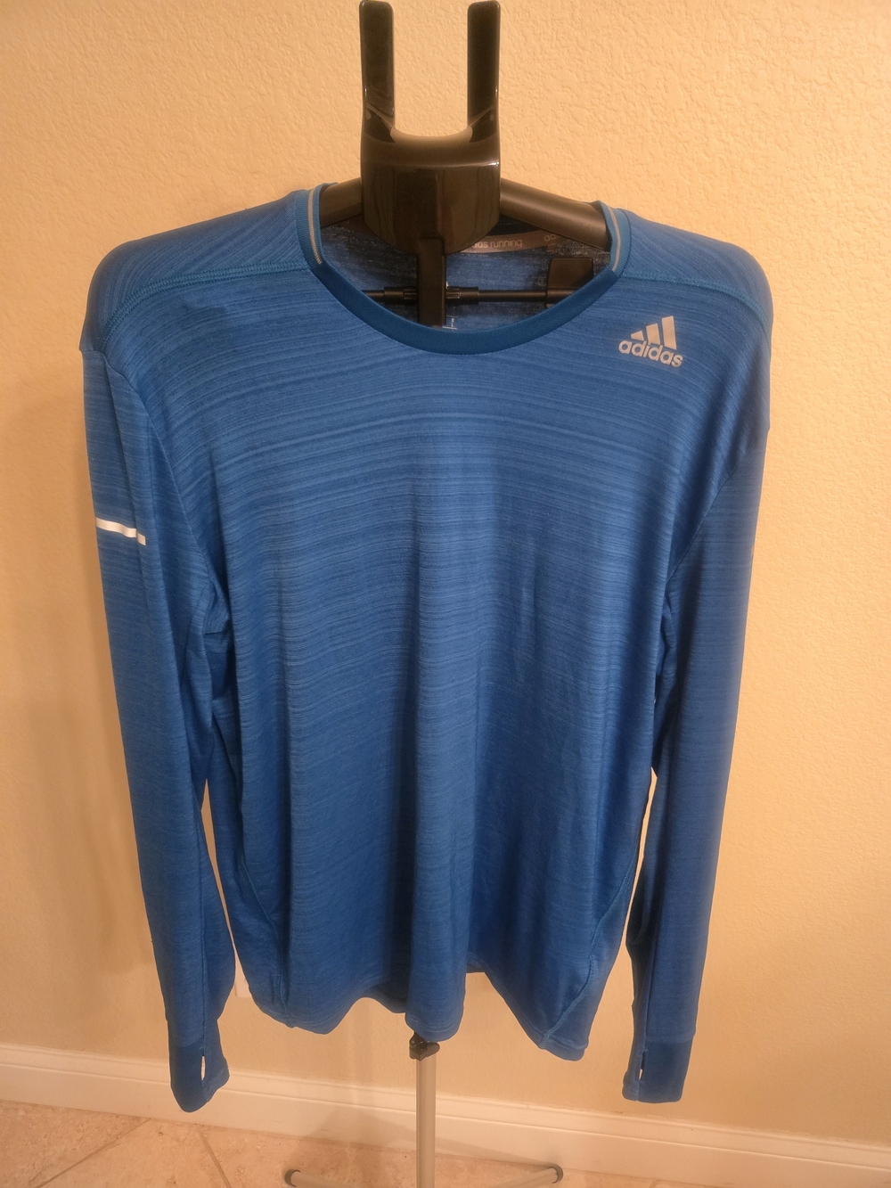Adidas Men's Long-Sleeve Reflective Shirt- Blue